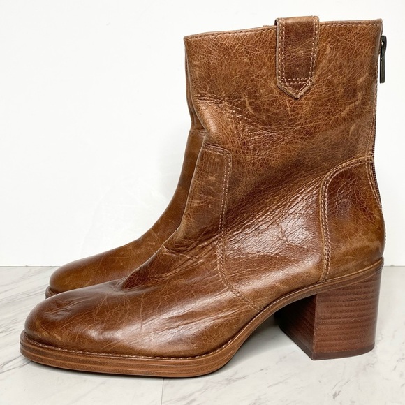 Vince Camuto Zeldina Brown Stacked Heel Boot 8M - Picture 1 of 15